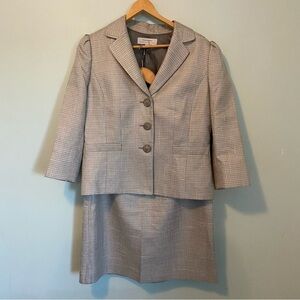 Tahari ASL Beige Blazer and Tailored Silhouette with matching pencil skirt.